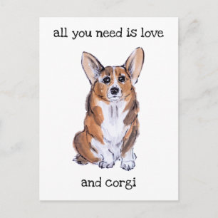 Cartão Postal Corgi sumie aquarela