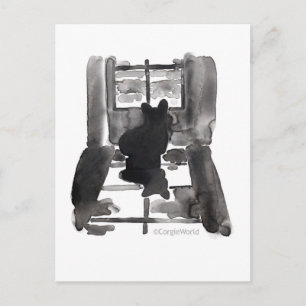 Cartão Postal Corgi Waiting Postcard