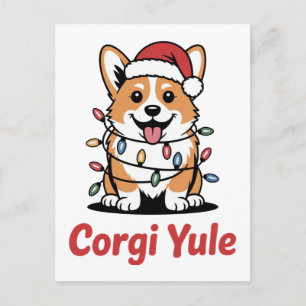 Cartão Postal Corgi Yule Natal Divertido Corgi Kawaii Amante de 
