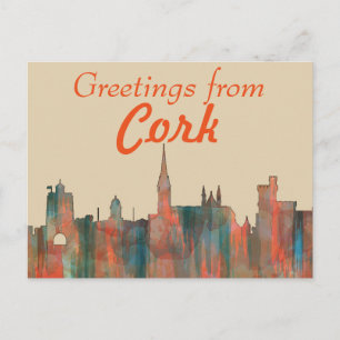 CARTÃO POSTAL CORK, IRLANDA SKYLINE
