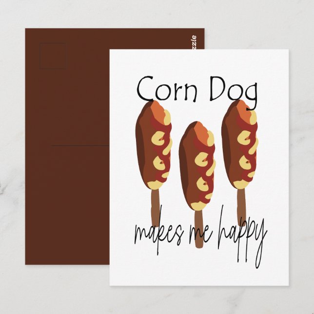 Cartão Postal Corndog Me Faz Feliz (Frente/Verso)