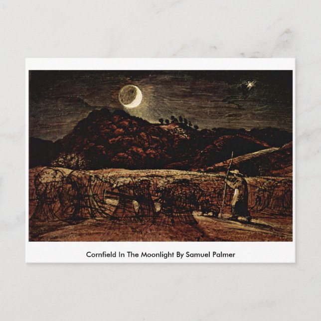 Cartão Postal Cornfield No Luar De Samuel Palmer (Frente)
