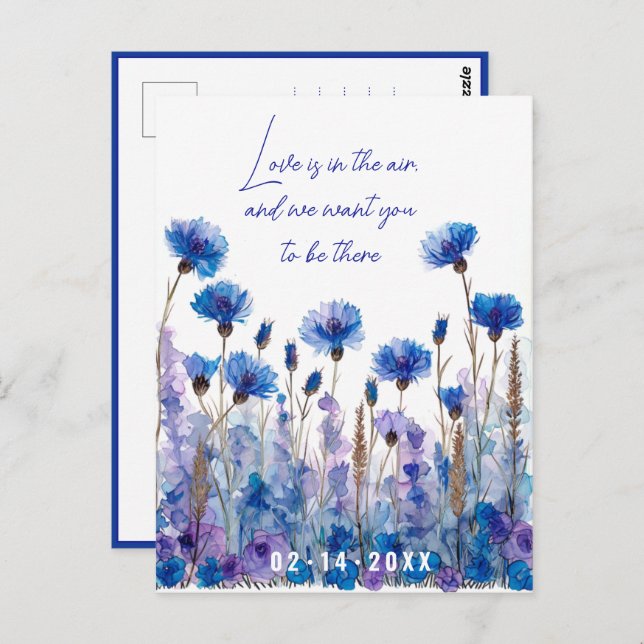 Cartão Postal 💍 Cornflower e Elegância Lavanda (Frente/Verso)