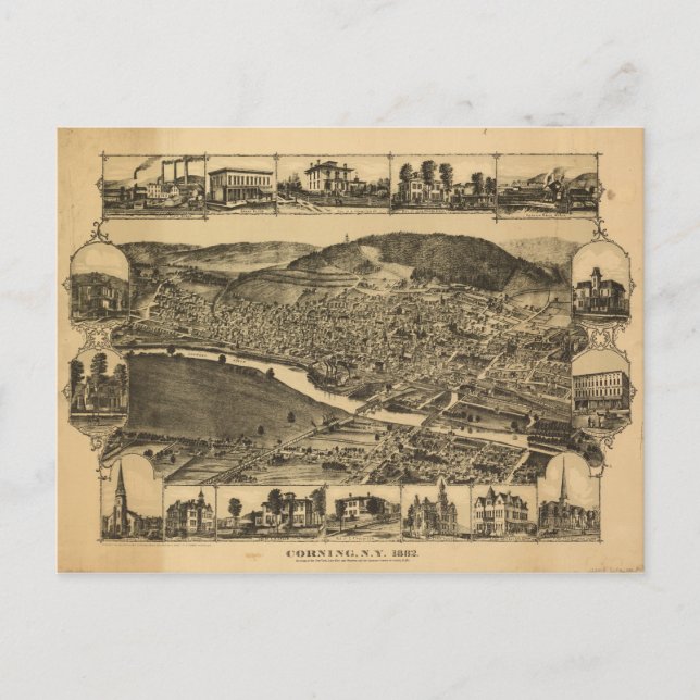 Cartão Postal Corning New York (1882) (Frente)