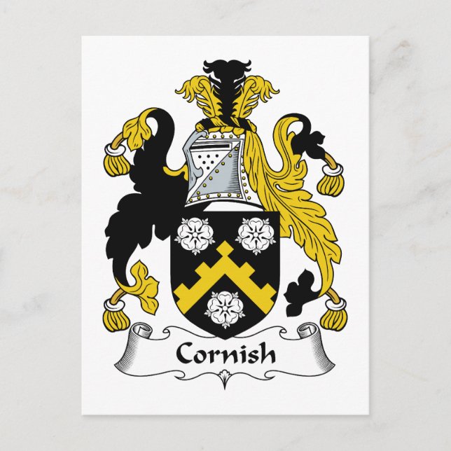 Cartão Postal Cornish Family Crest (Frente)