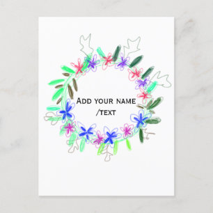 Cartão Postal coroa colorida da terra natalícia texto do nome da