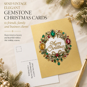 Cartão Postal Coroa de Férias Luxuosa Saudação de Natal Elegante