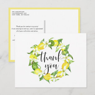 Cartão Postal Coroa de limão e flores de limão Verão Obrigado