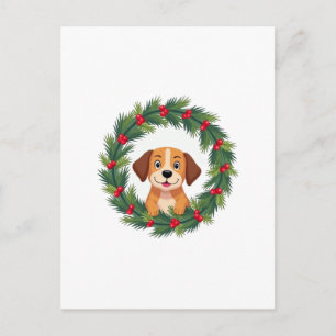 Cartão Postal Coroa de Natal com Nariz de Cachorro Fofo Mãe de C