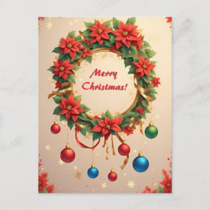 Cartão Postal Coroa de Natal Festiva 🎄✨Elegante 