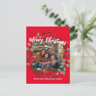 Cartão Postal Coroa de Natal Foto Personalizada Família N