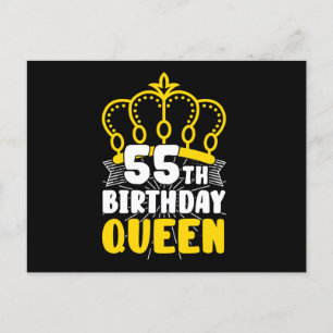 Cartão Postal Coroa de Rainha de Aniversário de 55 Anos Aniversá
