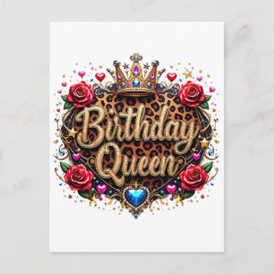 Cartão Postal Coroa de Rainha de Aniversário Glam