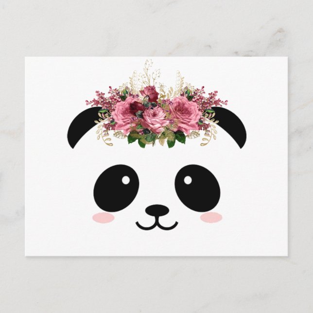 Cartão Postal Coroa floral panda (Frente)