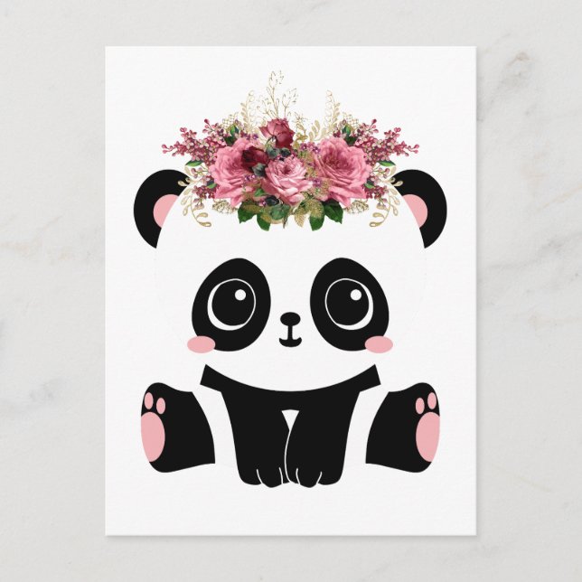 Cartão Postal Coroa floral panda (Frente)