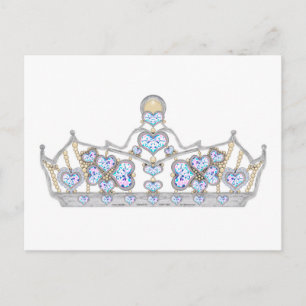 Cartão Postal coroa prateada de diamantes cardíacos moda brilha