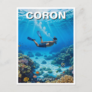 Cartão Postal Coron Filipinas Diver