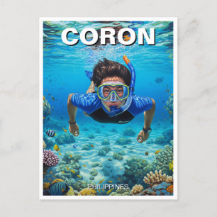 Cartão Postal Coron Filipinas Scuba Diver