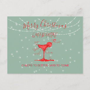 Cartão Postal Corona Christmas Holiday Quarantini Martini Green