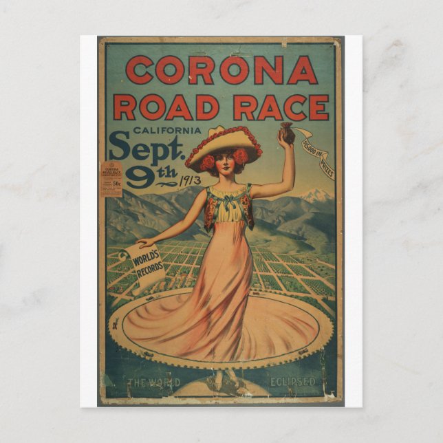 Cartão Postal Corona Road Race - 1913 (Frente)