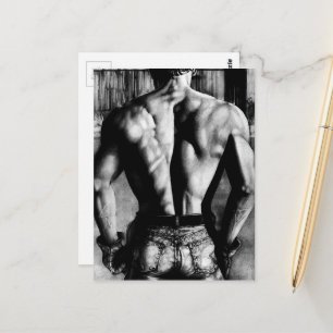 Cartão postal Corpo Masculino Fisiculturista Jeans