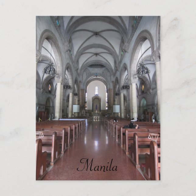 Cartão Postal corredor catedral de manila (Frente)