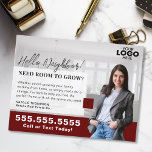Cartão Postal Correio do Logotipo do Marketing Realtor Real Esta<br><div class="desc">Fortaleça sua estratégia de marketing imobiliário com esse cartão postal de fazenda profissional, perfeito para mostrar seus serviços a potenciais vendedores domésticos. Este cartão postal personalizável permite-lhe carregar o seu logótipo e fotografia, criando um toque pessoal e polido que cria confiança e credibilidade na sua comunidade. Quer você esteja se...</div>