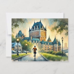 Cartão Postal Correndo em Quebec, Cidade de Chateau Frontenac