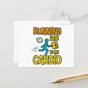 Cartão Postal Correndo Tarde é Meu Cardio