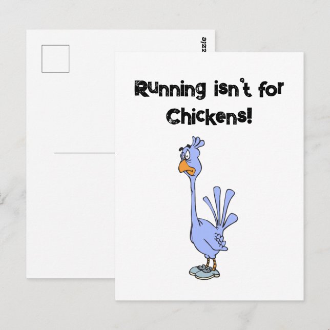 Cartão Postal Correr não é para galinhas - Humor Maratona (Frente/Verso)