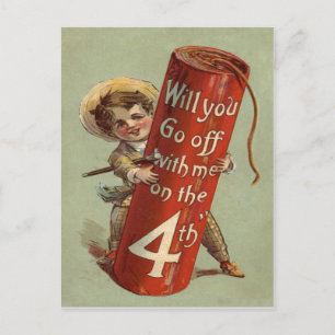 Cartão Postal Correspondência do Firecracker do Boy Fireworks