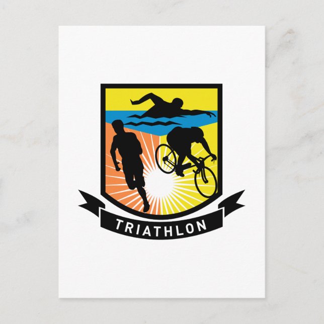 Cartão Postal corrida de bicicleta triathlon natação (Frente)