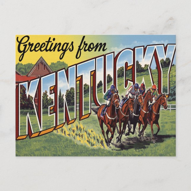 Cartão Postal Corrida de Cavalos do Kentucky Derby (Frente)