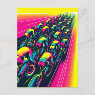 Cartão Postal Corrida de ciclismo colorida
