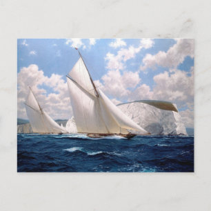 Cartão Postal Corrida no mar perto dos penhascos gordinhos