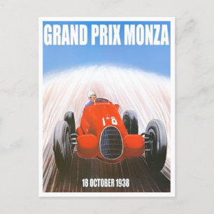 Cartão Postal corrida vintage do Grande Prêmio de Monza de 1938