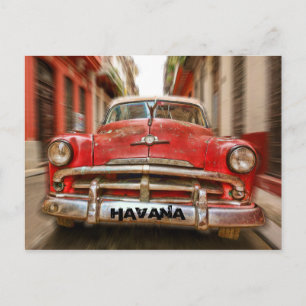 Cartão Postal Corridas de automóveis nas ruas de Havana, Cuba