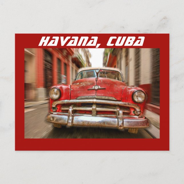 Cartão Postal Corridas de automóveis nas ruas de Havana, Cuba (Frente)