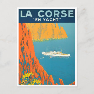 Cartão Postal Córsega por iate France viagens vintage
