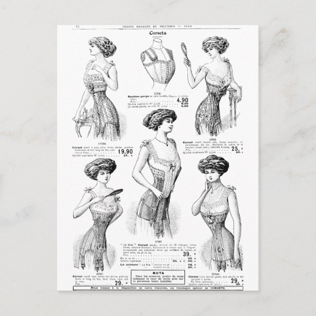 Cartão Postal Corset Ad Paris Winter 1909-1910 (Frente)