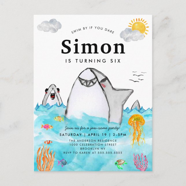 Cartão Postal Corta sob o mar Nadando Oceano Nadador Aniversário (Frente)