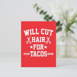 Cartão Postal Cortará Cabelo Por Tacos Barbeiro Divertido