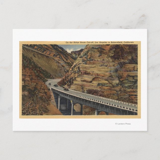 Cartão Postal Corte de Ridge Route, indo para Bakersfield (Frente)