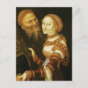 Cartão Postal Cortesan e o Velho Homem, c.1530