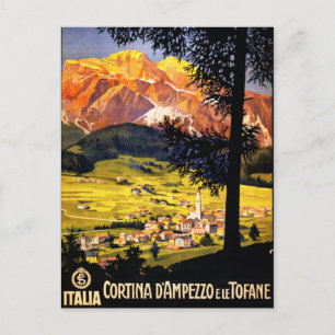 Cartão Postal Cortina d Ampezzo Itália Poster vintage Restaurad