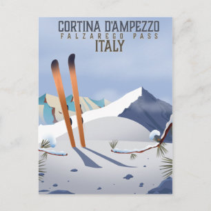 Cartão Postal Cortina d'Ampezzo Itália Esqui poster de Arte