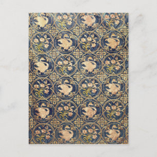 Cartão Postal Cortina decorada com cisnes e flor de lis