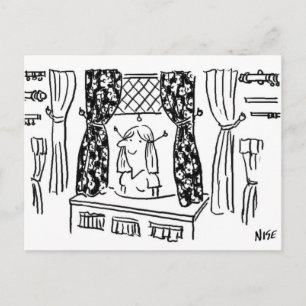 Cartão Postal Cortinas e Tecidos Design de Cartoon Haberdashery