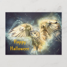 Cartão Postal Coruja Amarelo Espalha Gráfico Halloween