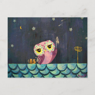 Cartão Postal Coruja Arte - Pegue Uma Estrela Quente